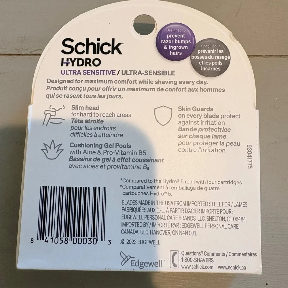 Schick Razor Refills Mens 20ct Hydro Ultra Sensitive 3 Blade NEW Value Pack 4pk